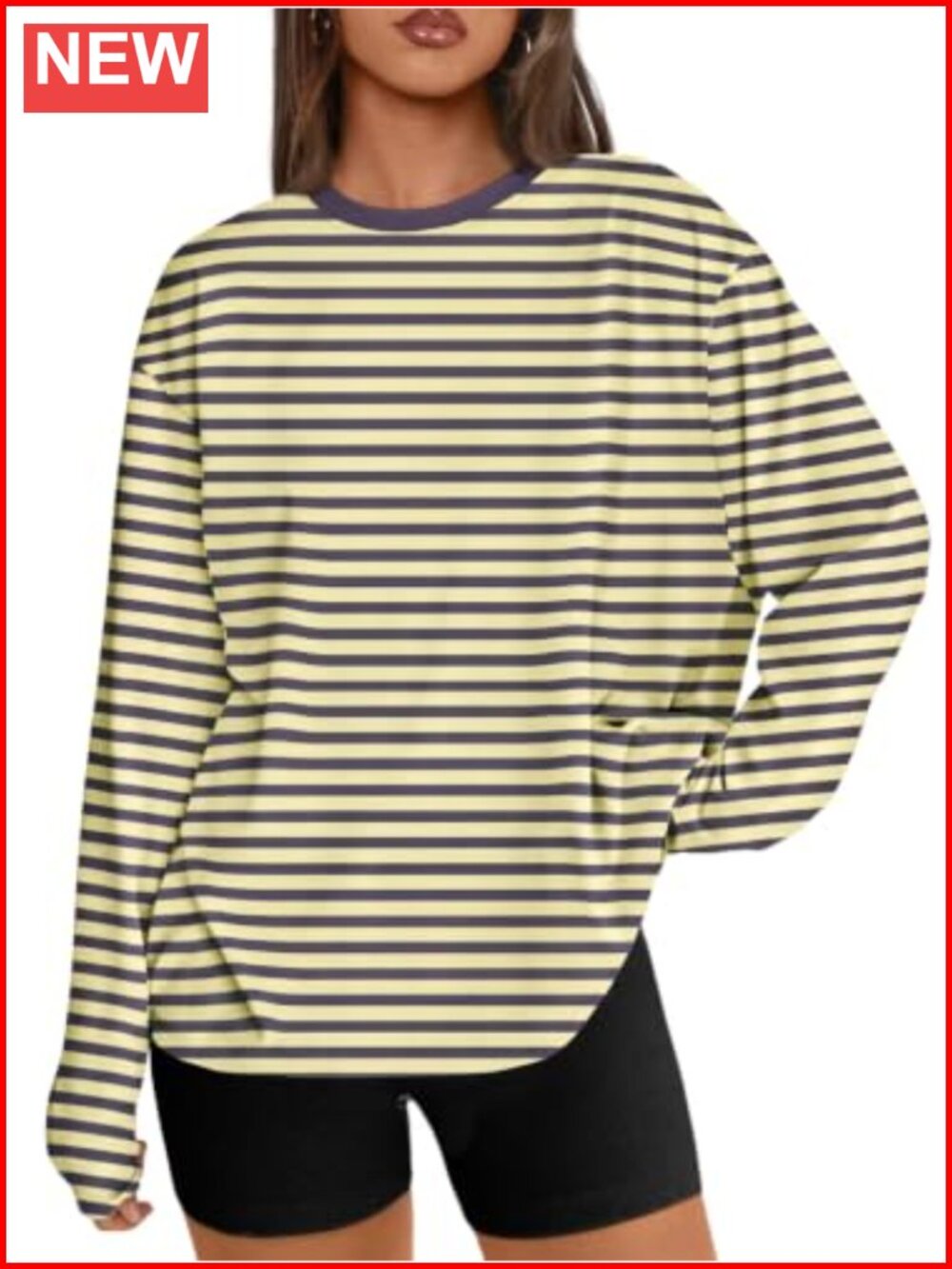 Women's Oversized Long Sleeve Tee Crew Neck Basic Shirt